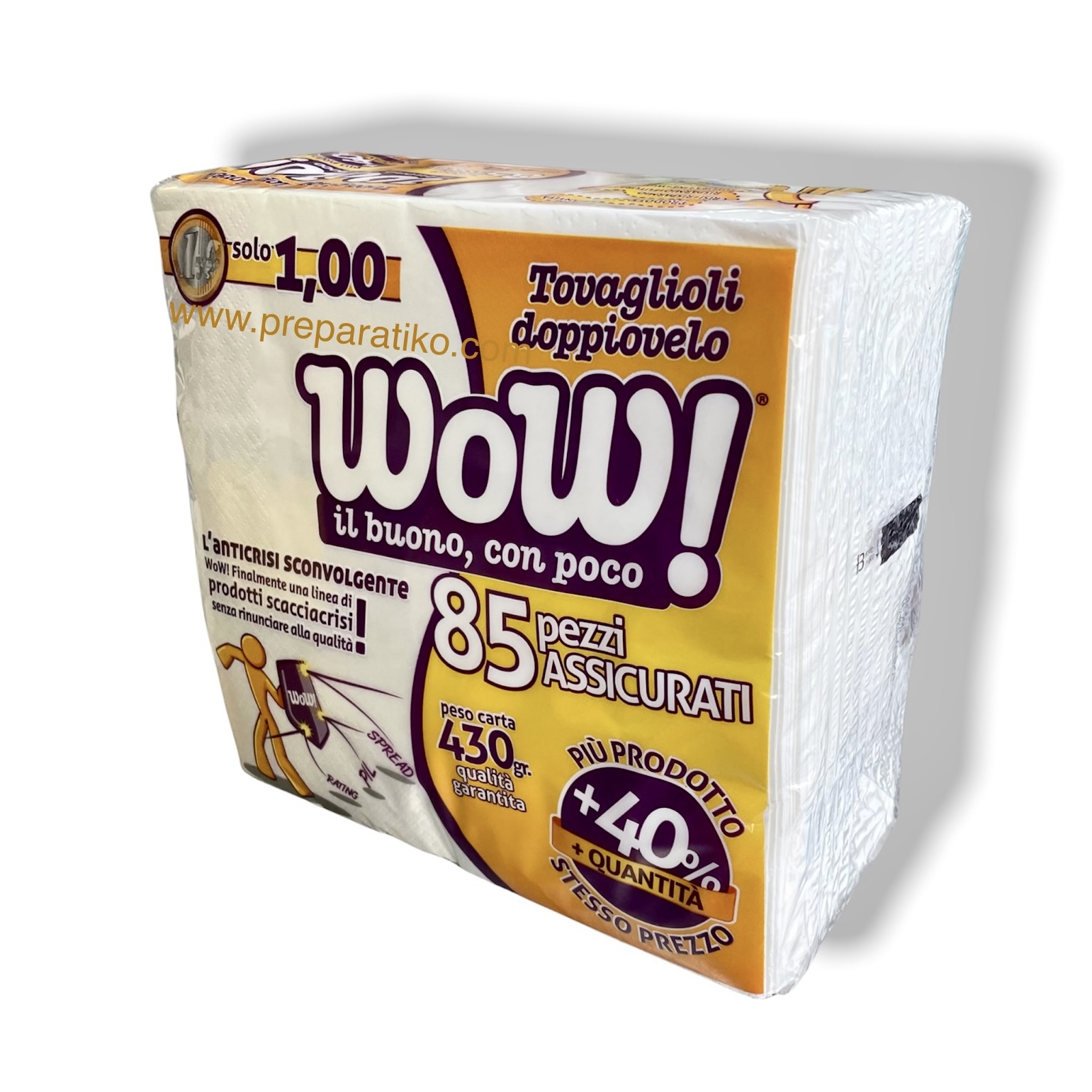 WOW бели двупластови салфетки 80бр в пакет - Image 2